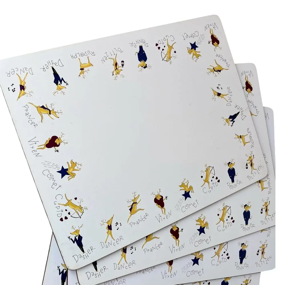 Pottery Barn Reindeer Cork 4-CT Holiday Christmas Tabletop Placemats